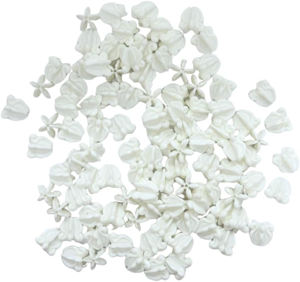 Pack 100 Pcs Artificial Dok-Rak Thai Crown Flower Fake Plastic Calotropis for DIY Garland Craft