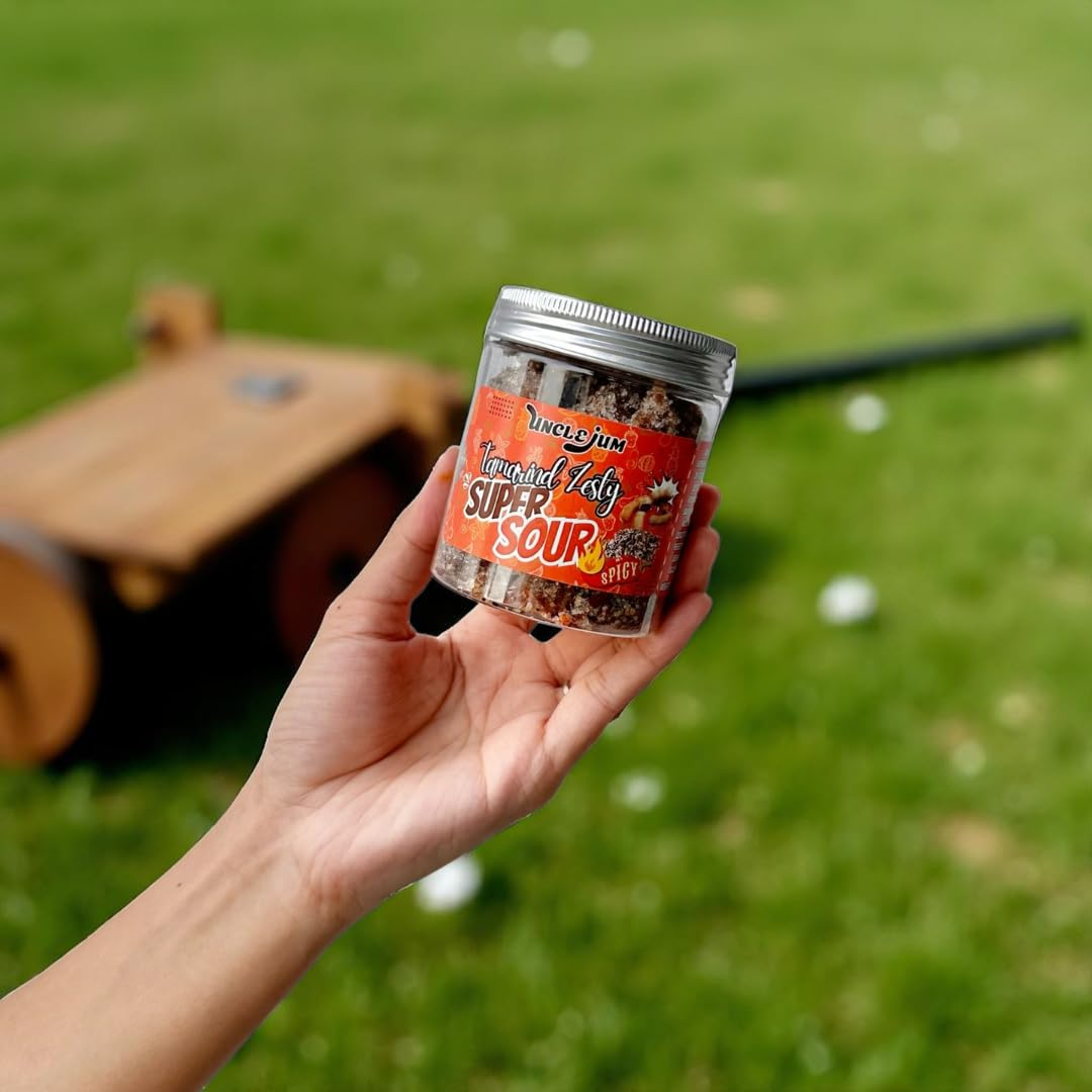 UNCLEJUM JeedJard Tamarind Candy 120g – Thai Sweet, Sour & Spicy Tamarind Chewy Snack | 5-Taste Chili Tamarind Candy in Resealable Jar