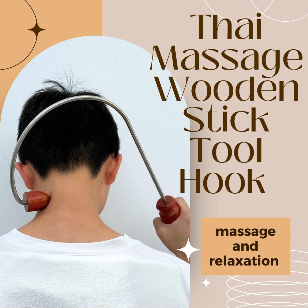 Traditional Thai Massage Wooden Stick Tool – Reflexology Hook Shoulder Massager