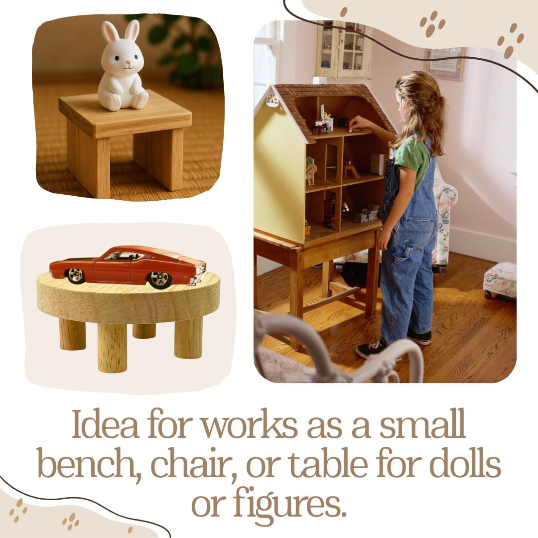 Sushi Serve Stand Plate Mini Wooden Display Set of 4 β Small Wood Shelf Tables, Pedestals for Art Toys, Collectibles & Home Decoration