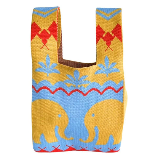Handmade Thai Woven Shoulder Bag with Elephant Pattern – Boho Tote, Eco-Friendly, Everyday Purse, Festival & Travel Gift