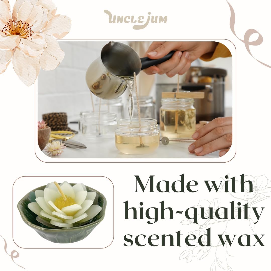 Set of 2 Lotus Flower Candle in Ceramic Bowl (3") Handmade Floating Lotus Tealight for Spa, Meditation, and Home Décor