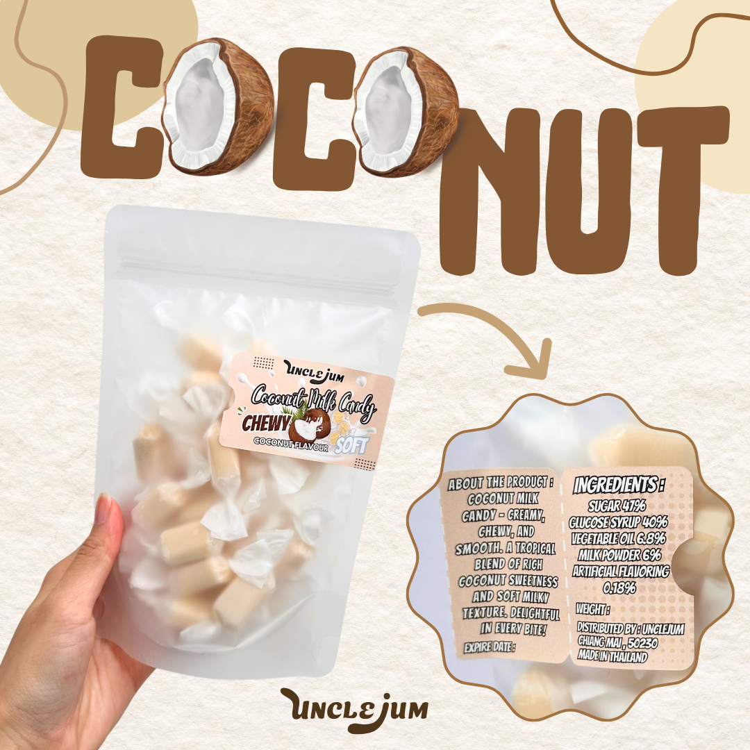 UNCLEJUM Coconut Milk Candy 110g | Soft & Chewy Tropical Candy