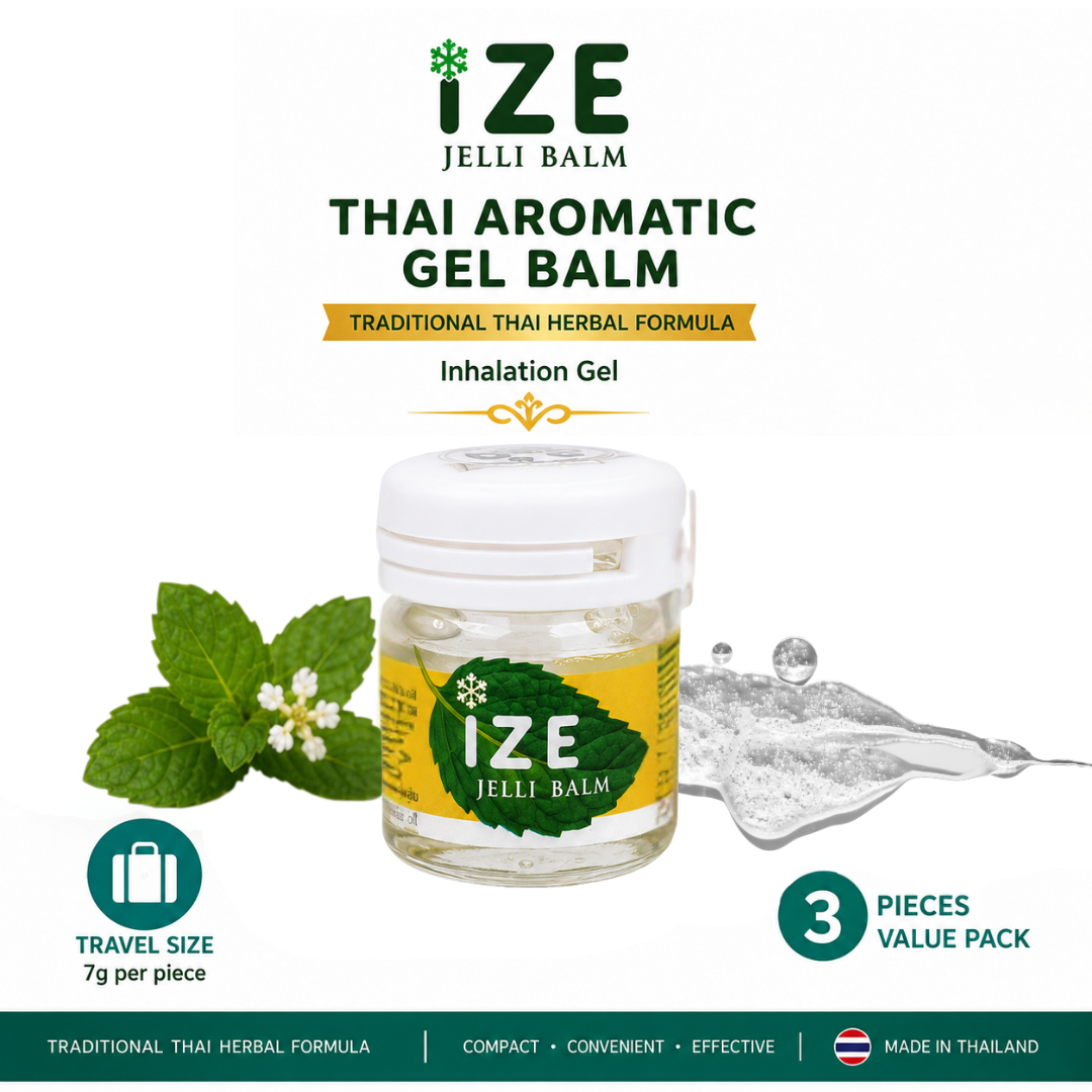 IZE Jelli Balm Thai Aromatic Gel 7g (Pack of 3) – Cooling Herbal Inhalation Gel Helps Refresh, Soothe Insect Bites & Provide Everyday Aromatic Comfort