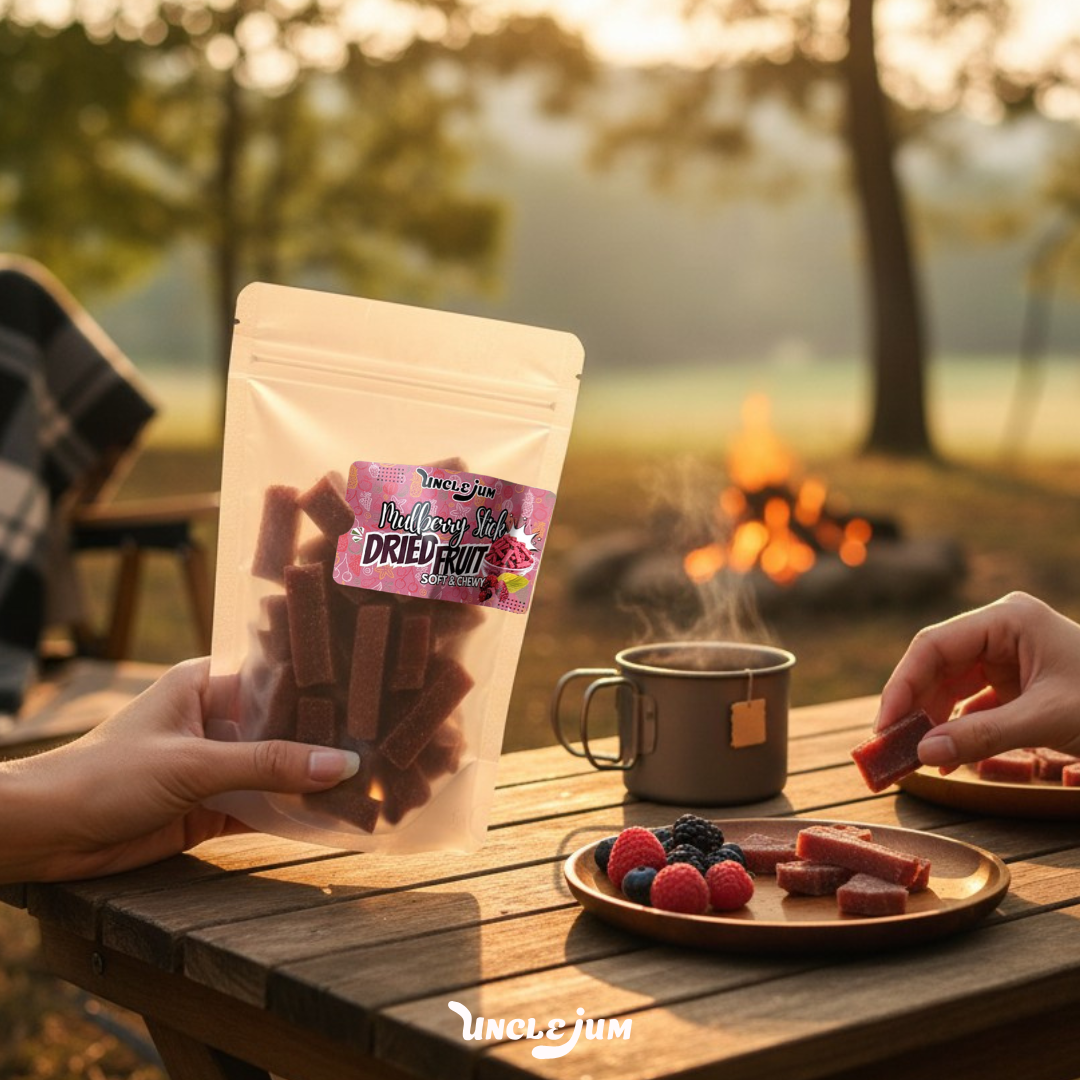 UNCLEJUM Mulberry Chewy Sticks – Soft & Chewy Dried Mulberry Snack with Honey – Sweet & Slightly Tangy – 250g