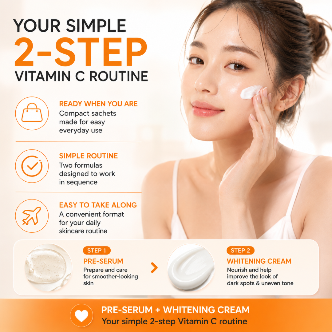 Ratcha Vit C Advanced Pre-Serum & Whitening Cream – 2-Step Blemish & Brightening Skincare – 8g × 3 Packs