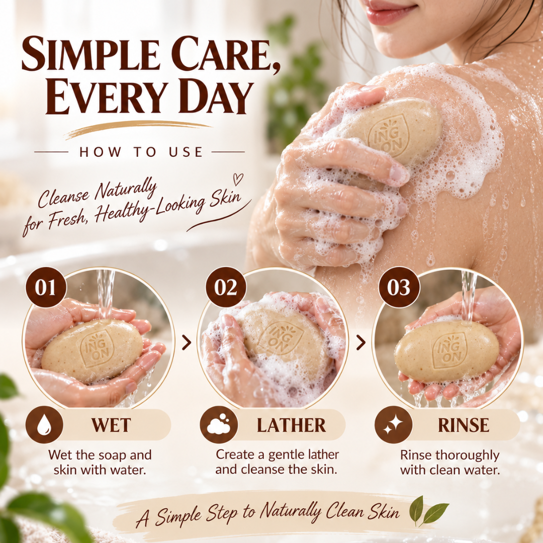 ING ON Tamarind Herbal Soap – Thai Herbal Cleansing Bar with Tamarind, Vitamin E & Hyaluron – 85g × 4 Bars