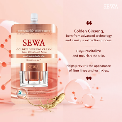 2-sachets SEWA Golden Ginseng Cream 7ml – Hydrating &amp; Nourishing Face Cream | Golden Ginseng Moisturizer with Filmexel | Daily Anti-Aging Facial Cream