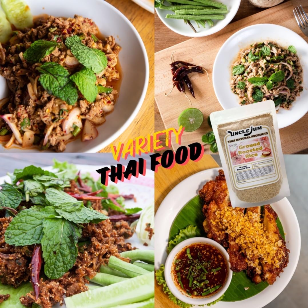 Thai Ground Roasted Rice (Khao Khua) 3 oz – Authentic Kao Kua Seasoning for Laab, Nam Tok &amp; Jaew | Premium Roasted Rice Powder | Product of Thailand