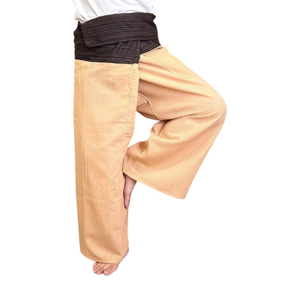 Thai Fisherman 2 tones color Cotton Pants: Unisex Yoga & Massage Trousers