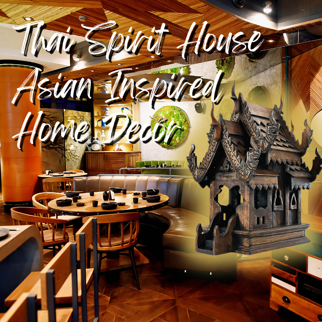Large Wood Carved Thai Spirit House Model 15 Inches – Handmade Asian Inspired Home Decor | Traditional Thai Wooden Shrine Decorative Accent