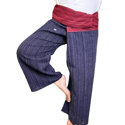 Thai Fisherman 2 tones color Cotton Pants: Unisex Yoga & Massage Trousers