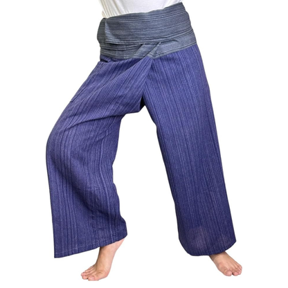Thai Fisherman 2 tones color Cotton Pants: Unisex Yoga & Massage Trousers