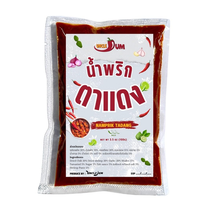 UNCLEJUM Thai Nam Prik Ta Dang 100g – Authentic Thai Red Chili Paste | Ready-to-Eat Spicy Chili Relish for Rice, Sticky Rice &amp; Fresh Vegetables