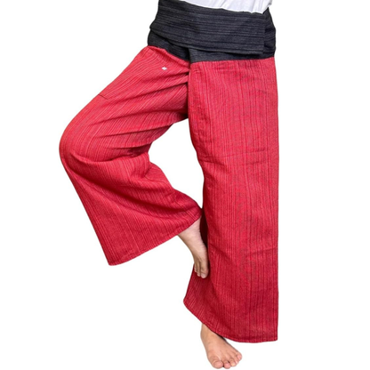 Thai Fisherman 2 tones color Cotton Pants: Unisex Yoga & Massage Trousers