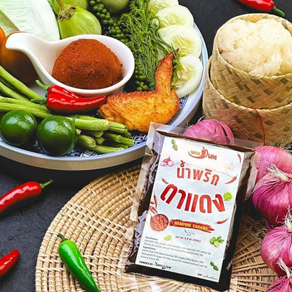 UNCLEJUM Thai Nam Prik Ta Dang 100g – Authentic Thai Red Chili Paste | Ready-to-Eat Spicy Chili Relish for Rice, Sticky Rice &amp; Fresh Vegetables