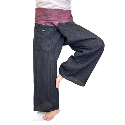 Thai Fisherman 2 tones color Cotton Pants: Unisex Yoga & Massage Trousers