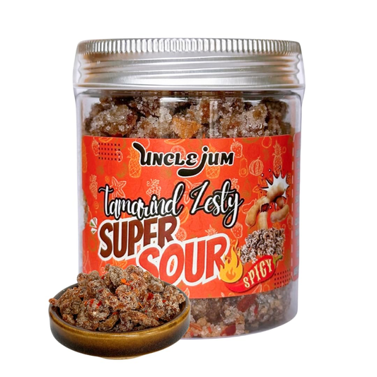 UNCLEJUM JeedJard Tamarind Candy 120g – Thai Sweet, Sour & Spicy Tamarind Chewy Snack | 5-Taste Chili Tamarind Candy in Resealable Jar