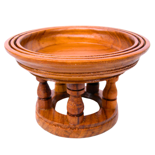 Thai Khun-Toke Mini Wooden Tray, 5 Inches, for Buddhism Food Offering