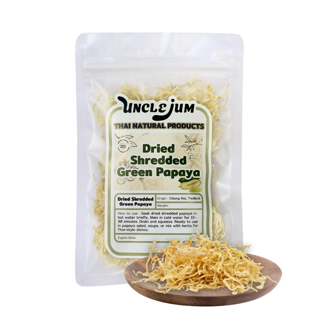 Dried Shredded Green Papaya Strips 50g – Authentic Thai Ingredient for Som Tam | Dried Green Papaya for Thai Papaya Salad & Asian Cooking
