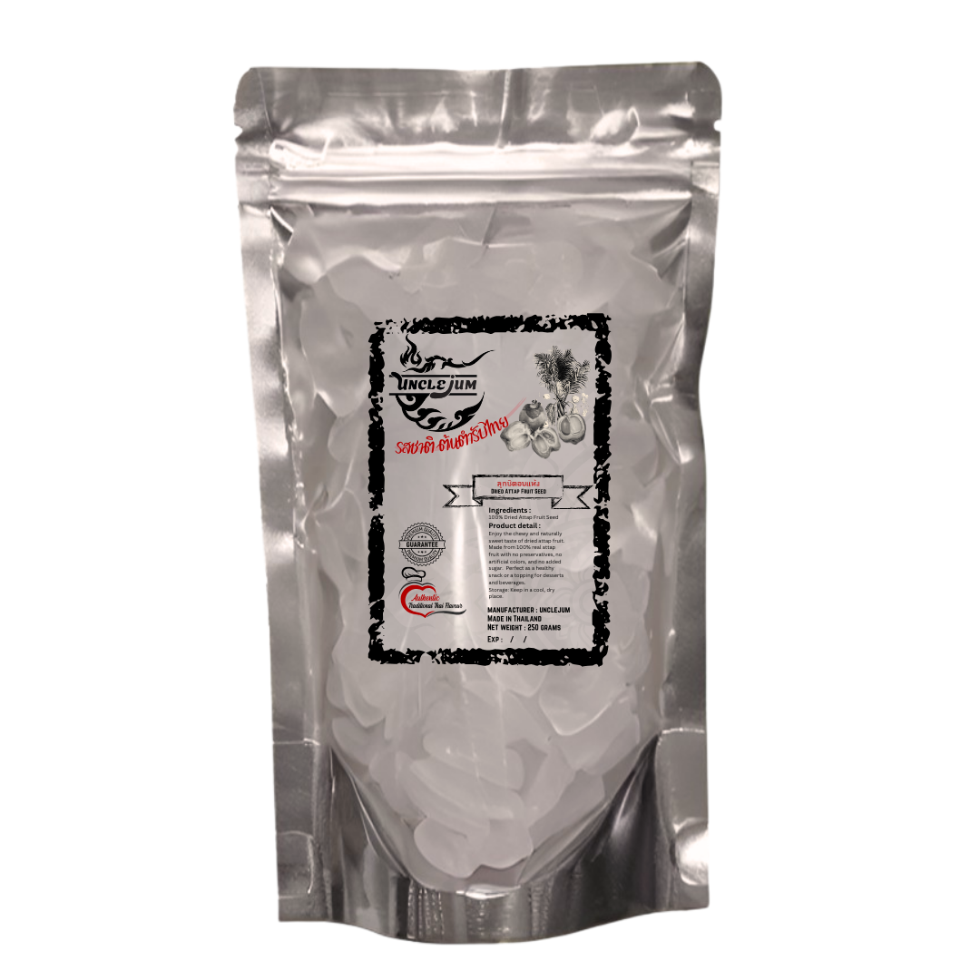 UNCLEJUM Dried Thai Attap Fruit Seed (Toddy Palm Seed) 250g – No Sugar Added Tropical Fruit Snack | High Fiber, Preservative-Free, Naturally Sweet Thai Palm Fruit