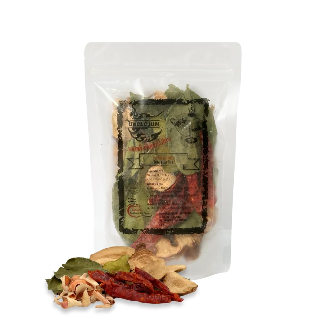 UNCLEJUM Tom Yum Soup Spice (เครื่องต้มยำแห้ง) 40g – Authentic Thai Dried Herbs for Tom Yum Soup | Traditional Thai Herbal Soup Base | Product of Thailand