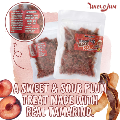 UNCLEJUM Tamarind Zesty with Plum Powder 100g – Thai Sweet & Sour Chewy Tamarind Snack | JeedJard 5-Taste Candy | Authentic Thai Fruit Snack