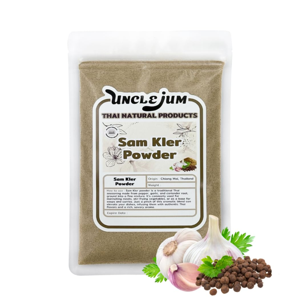 UNCLEJUM Sam-Kler Thai Seasoning Powder 100g – Traditional Thai Three Friends Seasoning | Coriander Root, Garlic & Black Pepper Spice Blend | Product of Thailand