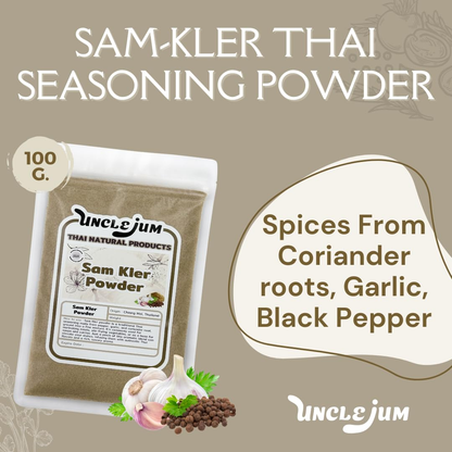 UNCLEJUM Sam-Kler Thai Seasoning Powder 100g – Traditional Thai Three Friends Seasoning | Coriander Root, Garlic & Black Pepper Spice Blend | Product of Thailand