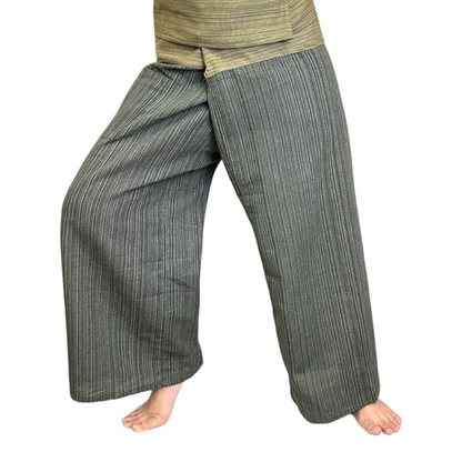 Thai Fisherman 2 tones color Cotton Pants: Unisex Yoga & Massage Trousers