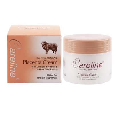 Careline Placenta Cream 100ml – 24 Hour Time Release Face Moisturizer | Placenta Protein, Collagen &amp; Vitamin E | Hydrating Anti-Aging Facial Cream