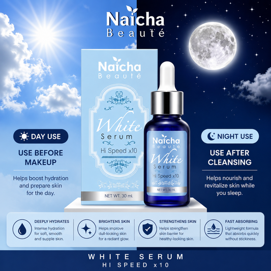 Natcha Beaute White Serum 30ml – Brightening Facial Serum with Alpha Arbutin, Licorice Root & Scutellaria | Dark Spot & Hydrating Face Serum