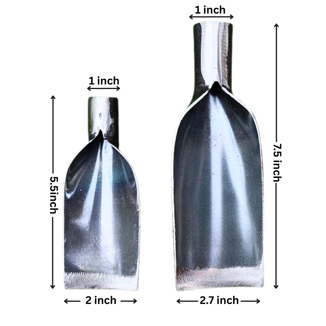 Thai Style Small Steel Shovel Head /2 or 2.7 Inch – Heavy-Duty Garden Digging Tool | Handmade Thai Farming Spade for Gardening, Camping &amp; Survival | 1-Inch Handle Socket