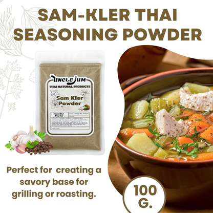UNCLEJUM Sam-Kler Thai Seasoning Powder 100g – Traditional Thai Three Friends Seasoning | Coriander Root, Garlic & Black Pepper Spice Blend | Product of Thailand