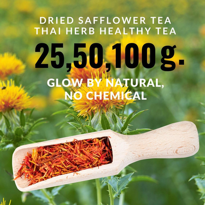 UNCLEJUM Thai Dried Safflower Petals Tea 100g (ชาดอกคำฝอย) – Premium Edible Safflower Flowers | Caffeine-Free Herbal Tea | Natural Food Coloring | Antioxidant Wellness Herb | Product of Thailand