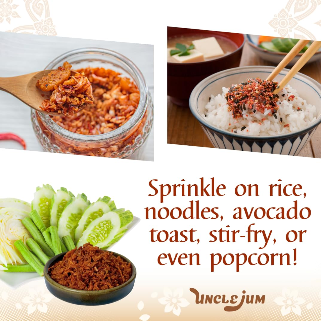 UNCLEJUM Northern Thai Prik Nam Yoi (น้ำพริกน้ำย้อย) – Crispy Thai Chili Paste with Garlic & Shallots – Authentic Lanna Chili Condiment for Rice, Noodles & Thai Cooking – Product of Thailand (100g)