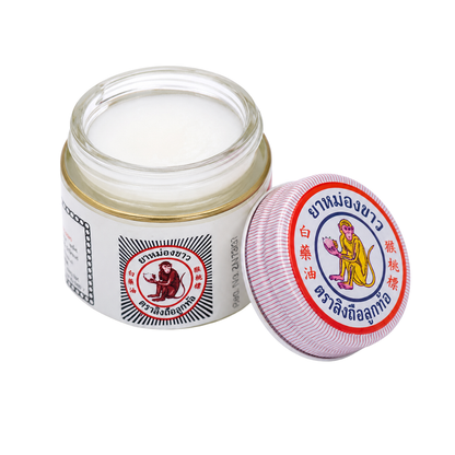 White Monkey Holding Peach Balm – Traditional Thai White Herbal Balm for Massage, Insect Bites, Nasal Comfort & Everyday Relief