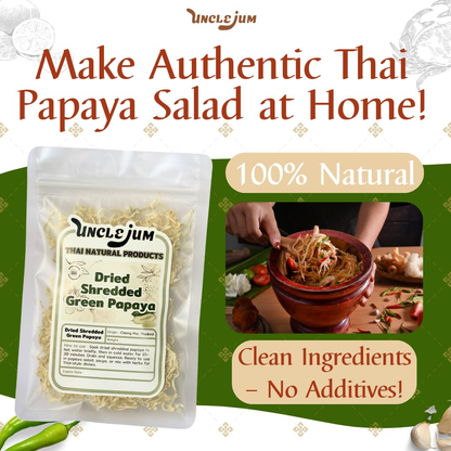 Dried Shredded Green Papaya Strips 50g – Authentic Thai Ingredient for Som Tam | Dried Green Papaya for Thai Papaya Salad & Asian Cooking