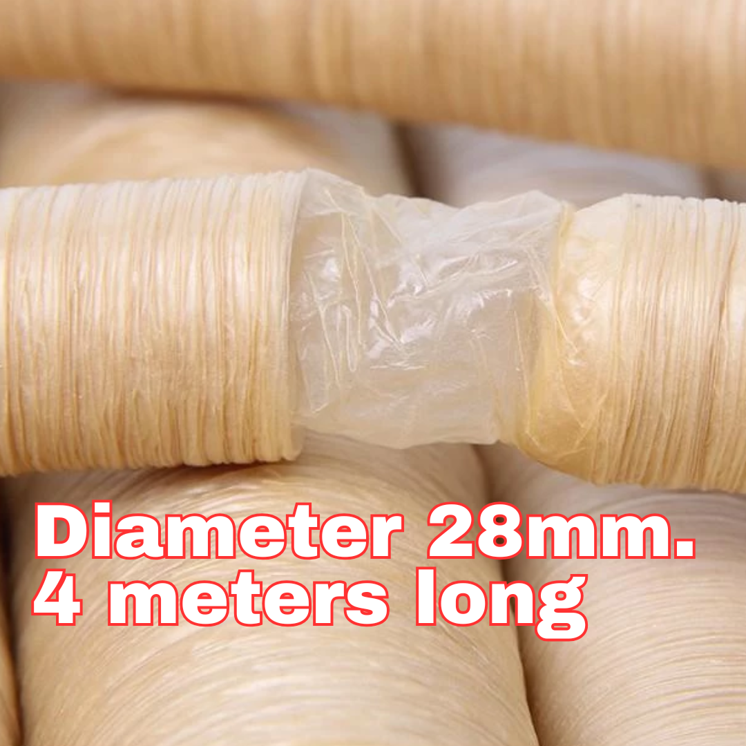 Edible Collagen Sausage Casings Tube 28mm x 4m – Natural Sausage Making Tube for Homemade Sausages, Thai Isan Sausage, Sai Ua, and Chinese Sausage