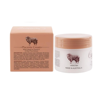 Careline Placenta Cream 100ml – 24 Hour Time Release Face Moisturizer | Placenta Protein, Collagen &amp; Vitamin E | Hydrating Anti-Aging Facial Cream