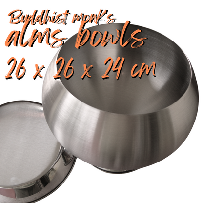 Thai Buddhist Monk’s Begging Bowls – Stainless Steel Alms Set from Thailand