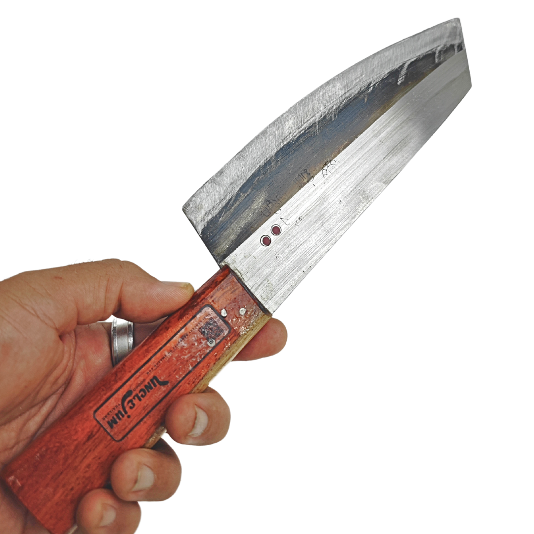 Traditional Thai Kitchen Knife – Handmade Aranyik Iron Knife, 7" Sharp Thin Blade with Wooden Handle | Authentic Thai Chef Tool