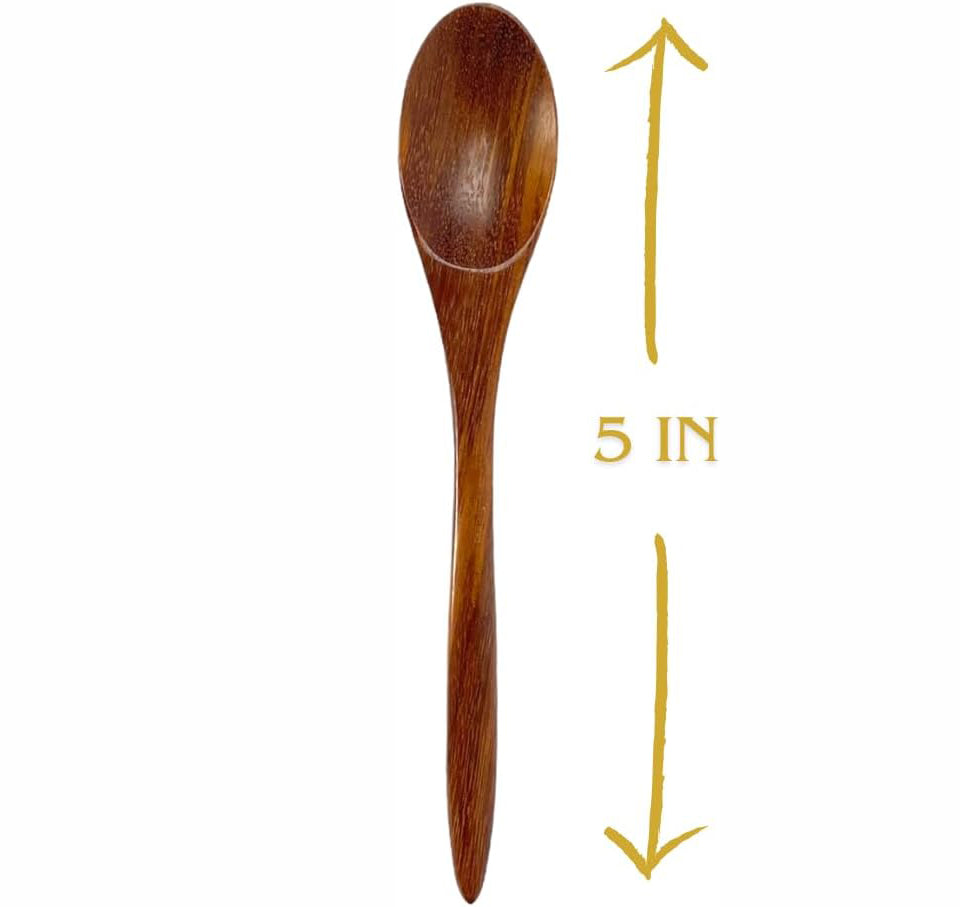 Handmade Wooden Coffee Tea & Spice Spoons – Set of 10 Palm Wood Mini Spoons | Rustic Natural Utensils for Kitchen, Café, or Gift Set