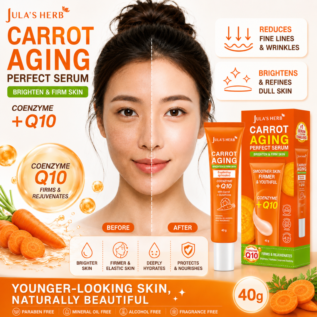 Jula's Herb Carrot Aging Perfect Serum 40g – Carrot Extract, Coenzyme Q10 & Glutathione Anti-Aging Serum for Brighter, Firmer & Hydrated Skin