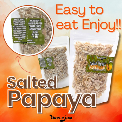 UNCLEJUM Thai Dried Papaya Snack – Sweet, Sour & Salted Dried Papaya Strips – Tropical Chewy Fruit Snack, Authentic Thai Dried Fruit, 30g