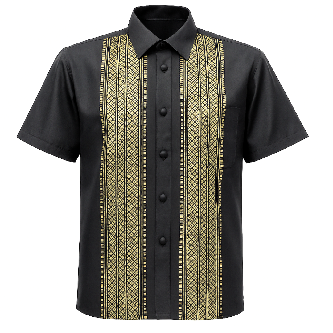 Men’s Thai Silk Short Sleeve Shirt with Pocket | Traditional Thai Design