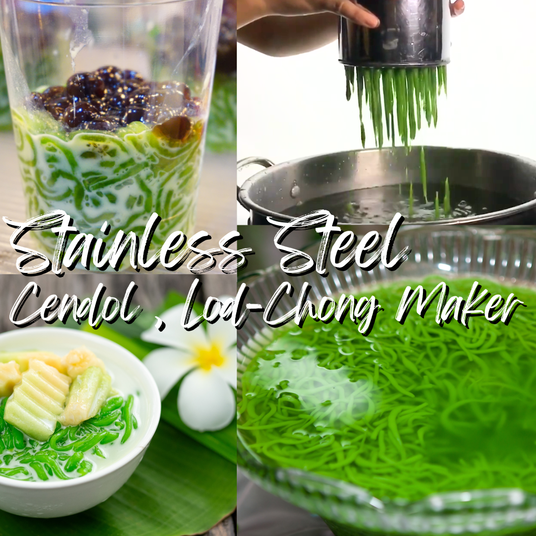Stainless Steel Cendol Maker – Lod Chong Press Tool for Thai &amp; Singapore Dessert | Pandan Coconut Milk Noodle Maker | 4-Inch Dessert Press
