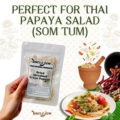 Dried Shredded Green Papaya Strips 50g – Authentic Thai Ingredient for Som Tam | Dried Green Papaya for Thai Papaya Salad & Asian Cooking