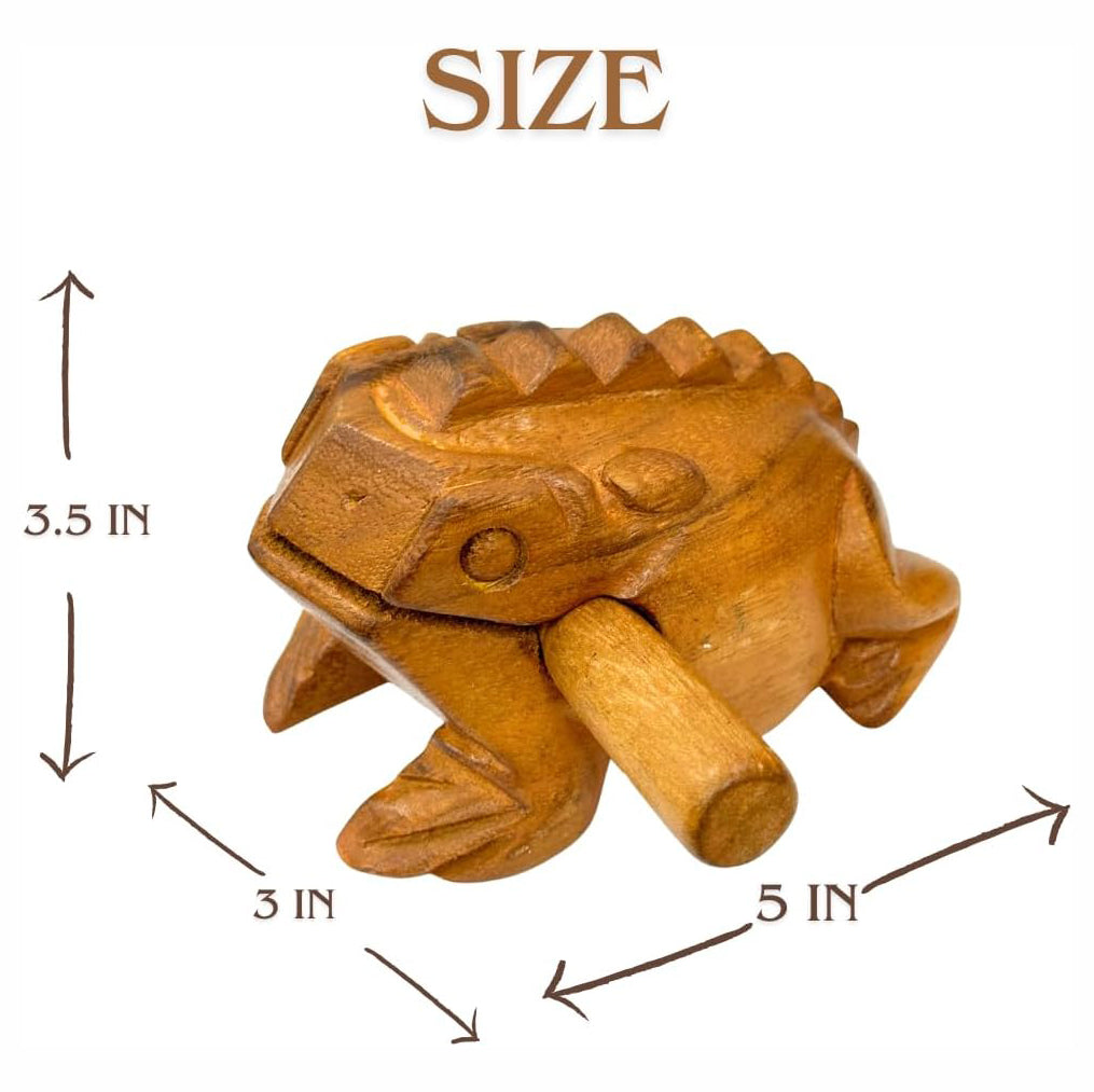 Thai Wooden Carving Percussion Croaking Frog – Handmade Musical Instrument &amp; Home Décor