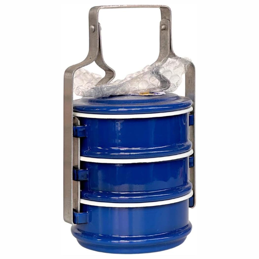 Thai Enamel Food Carrier – 3 Tier Tiffin Lunch Box (20cm)